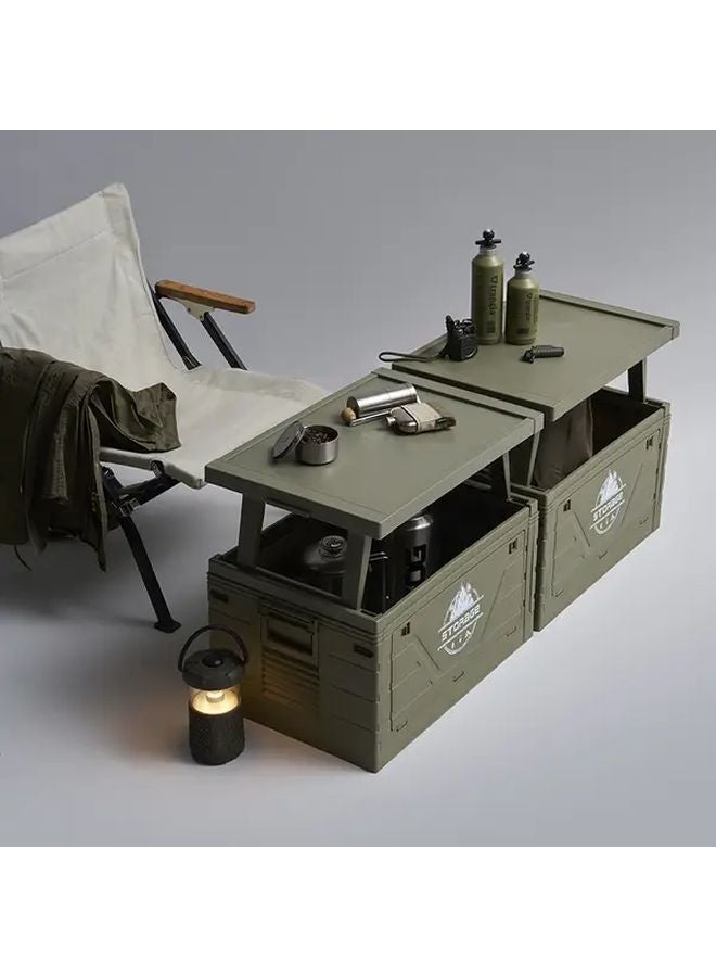 Large Cream White Outdoor Camping Folding Storage Box Thickened Plastic Car Trunk Organizer - Image 2